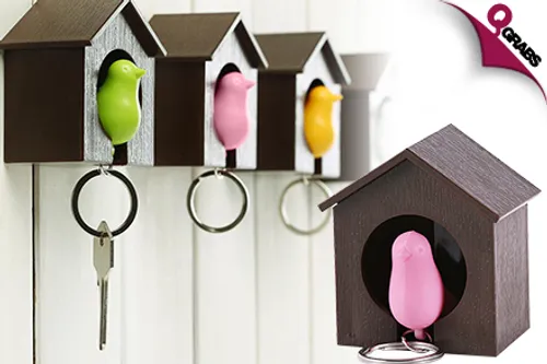 From QR29, Keep Your Keys Close with a Sparrow Key Chain & Wall-Mounted Birdhouse Holder! (Up to QR140 Value)